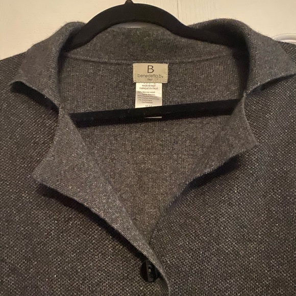 Wool/cashmere blend Elegant Gray Women's Cardigan - Picture 4 of 5